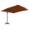 Guarda-sol cantilever c/ poste de alumínio 300x300 cm terracota - Image 2