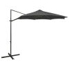 Guarda-sol cantilever c/ poste e luzes LED 300 cm antracite