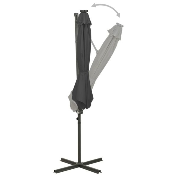 Guarda-sol cantilever c/ poste e luzes LED 300 cm antracite - Image 3