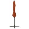 Guarda-sol cantilever c/ poste e luzes LED 300 cm terracota - Image 2