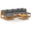 7 pcs conjunto lounge de jardim com almofadões acácia maciça - Image 2