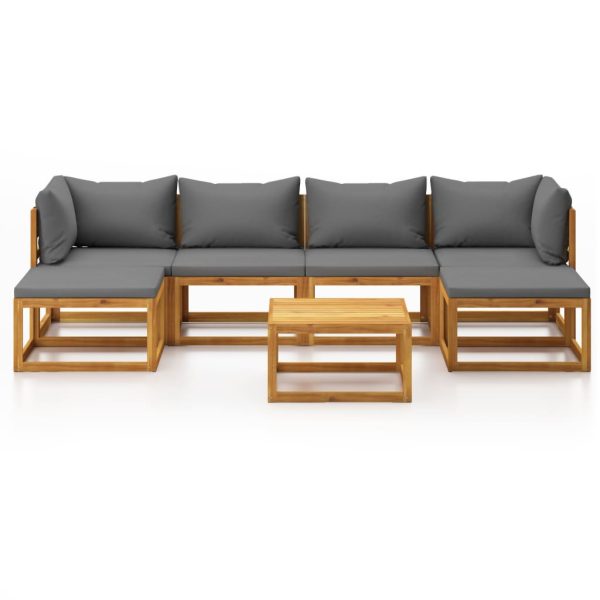 7 pcs conjunto lounge de jardim com almofadões acácia maciça - Image 3