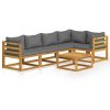 6 pcs conjunto lounge de jardim com almofadões acácia maciça - Image 2