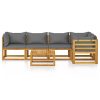 6 pcs conjunto lounge de jardim com almofadões acácia maciça - Image 3
