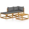 4 pcs conjunto lounge de jardim c/ almofadões acácia maciça - Image 2