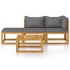 4 pcs conjunto lounge de jardim c/ almofadões acácia maciça - Image 3