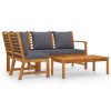 4 pcs conjunto lounge de jardim c/ almofadões acácia maciça - Image 2