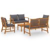 5 pcs conjunto lounge de jardim c/ almofadões acácia maciça - Image 2