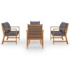 5 pcs conjunto lounge de jardim c/ almofadões acácia maciça - Image 3
