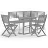 4 pcs conjunto bistrô em madeira de acácia maciça cinzento - Image 2