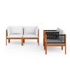 5 pcs conjunto lounge jardim c/ almofadões acácia maciça creme - Image 3