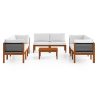 9 pcs conjunto lounge jardim c/ almofadões acácia maciça creme - Image 3