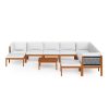 11 pcs conjunto lounge jardim c/ almofadões acácia maciça creme - Image 3