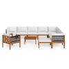 12 pcs conjunto lounge jardim c/ almofadões acácia maciça creme - Image 3