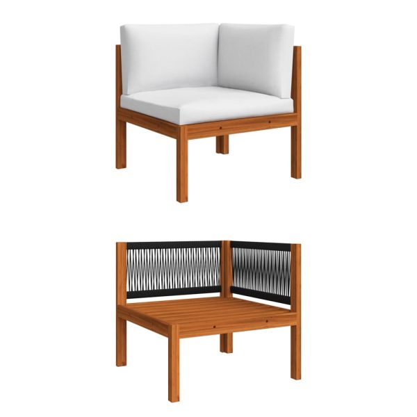 7 pcs conjunto lounge jardim c/ almofadões acácia maciça creme - Image 3