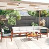 7 pcs conjunto lounge jardim c/ almofadões acácia maciça creme