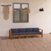 Sofá jardim 4 lugares c/ almofadões cinza-escuro madeira acácia