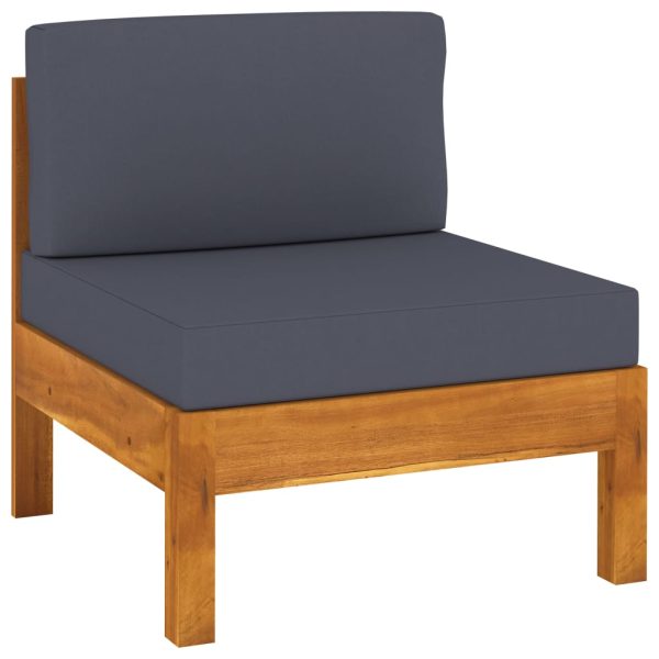 9 pcs conj. lounge de jardim c/ almofadões cinza-escuro acácia - Image 3