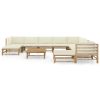 11 pcs conj. lounge jardim em bambu c/ almofadões branco nata - Image 2