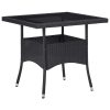 3 pcs conj. jantar para jardim vime PE e madeira acácia preto - Image 2
