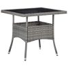 3 pcs conjunto de jantar para jardim vime PE e acácia cinzento - Image 2
