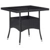 5 pcs conjunto de jantar para jardim vime PE e vidro preto - Image 2