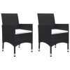 3 pcs conjunto de bistrô vime PE e madeira de acácia preto - Image 3