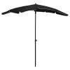 Guarda-sol de jardim com poste 200x130 cm preto