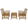 3 pcs conjunto lounge de jardim madeira de acácia maciça - Image 2