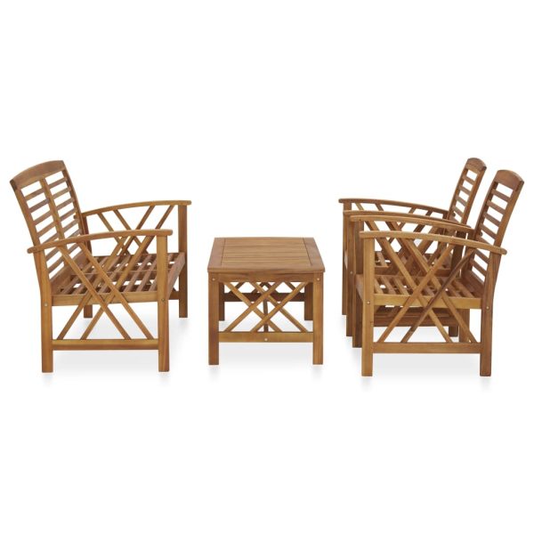 4 pcs conjunto lounge de jardim madeira de acácia maciça - Image 2