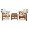 4 pcs conj. lounge jardim c/ almofadões madeira acácia maciça - Image 2