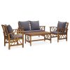 4 pcs conj. lounge jardim c/ almofadões madeira acácia maciça