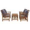 4 pcs conj. lounge jardim c/ almofadões madeira acácia maciça - Image 2