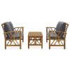 3 pcs conjunto lounge de jardim c/ almofadões acácia maciça - Image 2