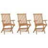 Cadeiras de jardim dobráveis 3 pcs madeira de teca maciça