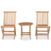 3 pcs conjunto jantar dobrável p/ exterior madeira teca maciça - Image 2