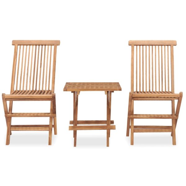 3 pcs conjunto jantar dobrável p/ exterior madeira teca maciça - Image 2