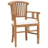 Cadeiras de jardim c/ almofadões branco nata 2 pcs teca maciça - Image 2