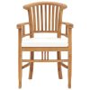 Cadeiras de jardim c/ almofadões branco nata 2 pcs teca maciça - Image 3