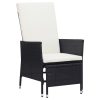 3 pcs conjunto lounge para jardim c/ almofadões vime PE preto - Image 2
