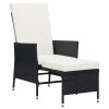 3 pcs conjunto lounge para jardim c/ almofadões vime PE preto - Image 3