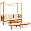 Banco de jardim com mesa e apoios de pés acácia maciça