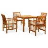 5 pcs conjunto de jantar p/ jardim c/ almofadões acácia maciça