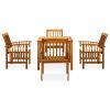 5 pcs conjunto de jantar p/ jardim c/ almofadões acácia maciça - Image 2