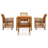 5 pcs conjunto de jantar p/ jardim c/ almofadões acácia maciça - Image 2