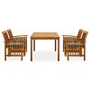 5 pcs conjunto de jantar p/ jardim c/ almofadões acácia maciça - Image 2