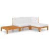 4 pcs conj. lounge jardim c/ almofadões madeira acácia maciça - Image 2