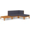 4 pcs conj. lounge jardim c/ almofadões madeira acácia maciça - Image 2