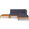 4 pcs conj. lounge jardim c/ almofadões madeira acácia maciça - Image 3