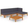 5 pcs conjunto lounge de jardim c/ almofadões acácia maciça - Image 2